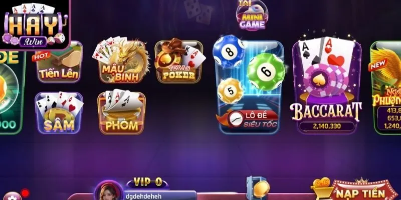 Hệ thống game chơi bài đa dạng