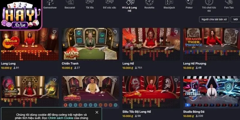 Rồng hổ Haywin là game chơi tiết tấu nhanh